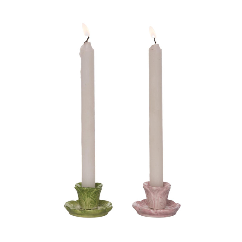  Ensemble de 2 porte-bougies en céramique chou