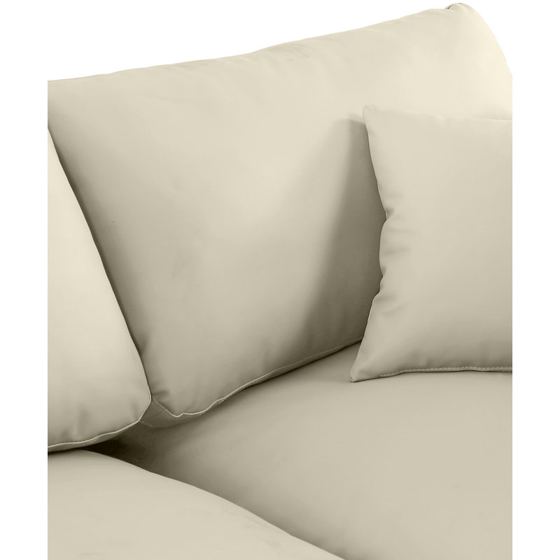 Canapé modulaire en similicuir 160 po, Cuir crème végétalien