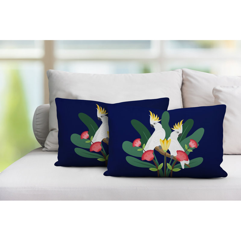 Coussin lombaire intérieur / extérieur Flocked Birds, Bleu marine