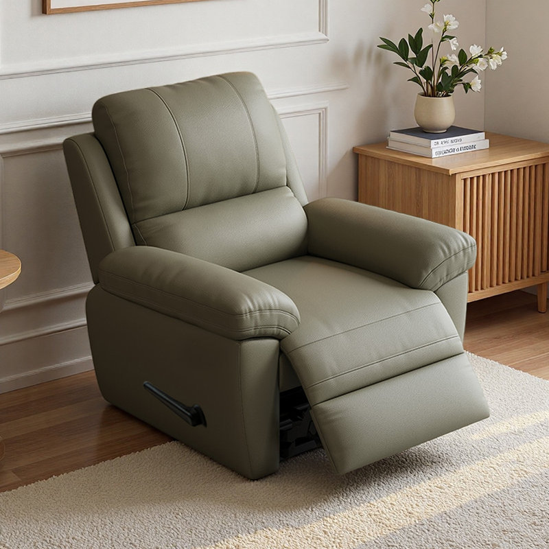 Fauteuil inclinable de loisirs ergonomique en similicuir, Vert olive