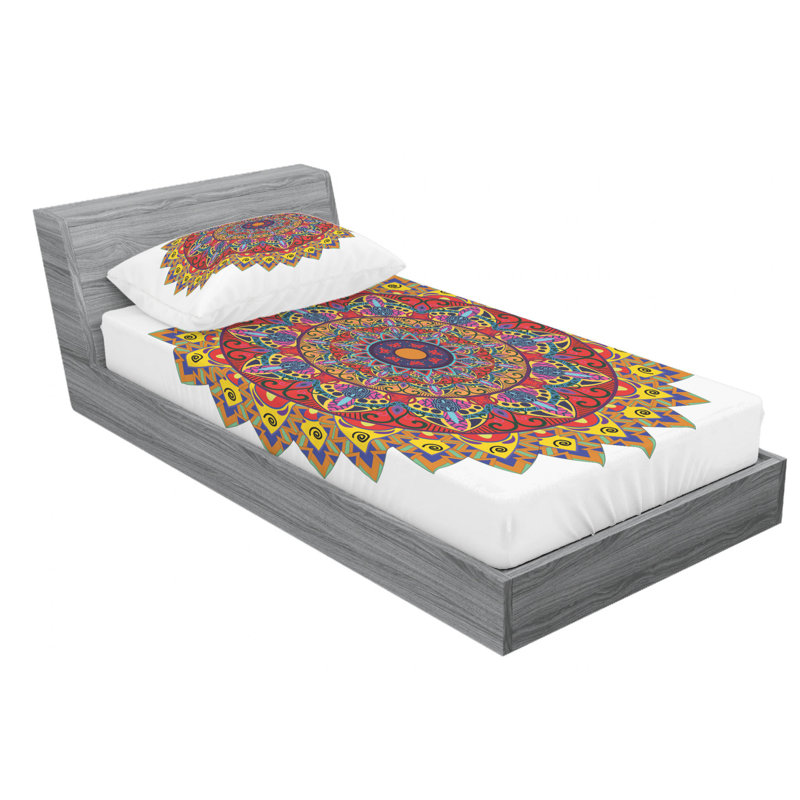 Microfiber Geometric Sheet Set, Twin XL Sheet Set with Fitted Sheet
