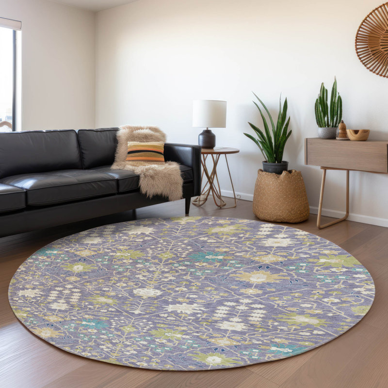 Premium Machine Washable Guada AMF1009 Oriental Rug, Round 8'