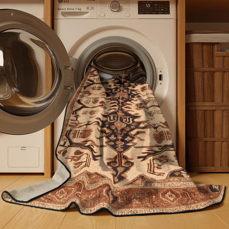 Tapis brun lavable à la machine, Rectangle 5 pi x 7 pi