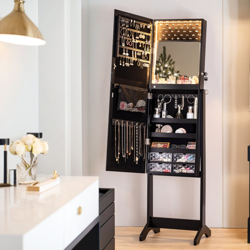 Miroir pleine grandeur avec rangement, Black