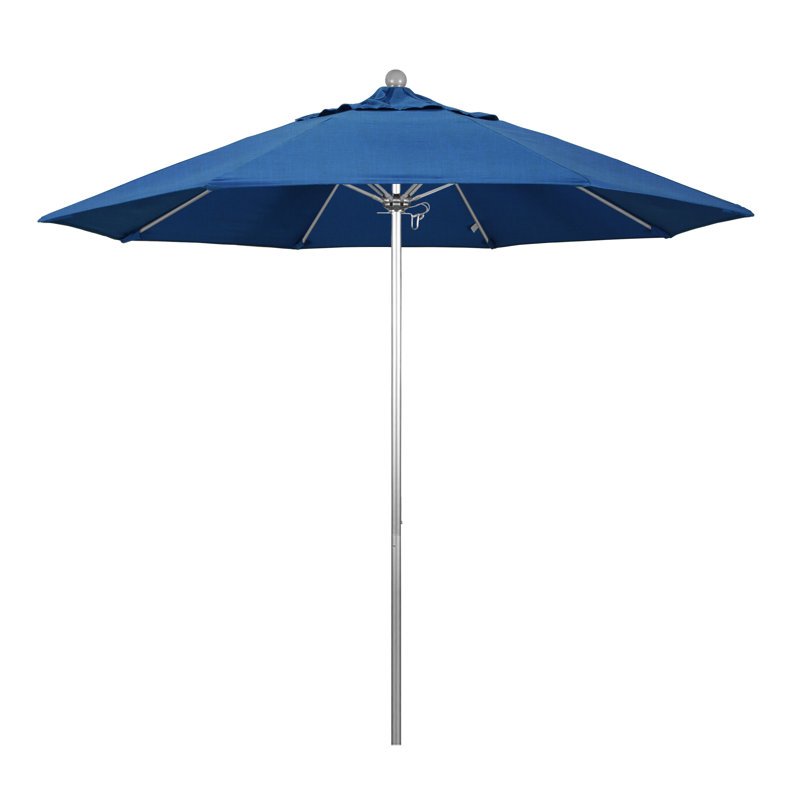 Parasol de marché 9 pi Maria, Argent argent, Toile bleu marine Sunbrella®