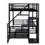 Lit mezzanine double en métal avec bureau, escalier et garde-robe-223685741