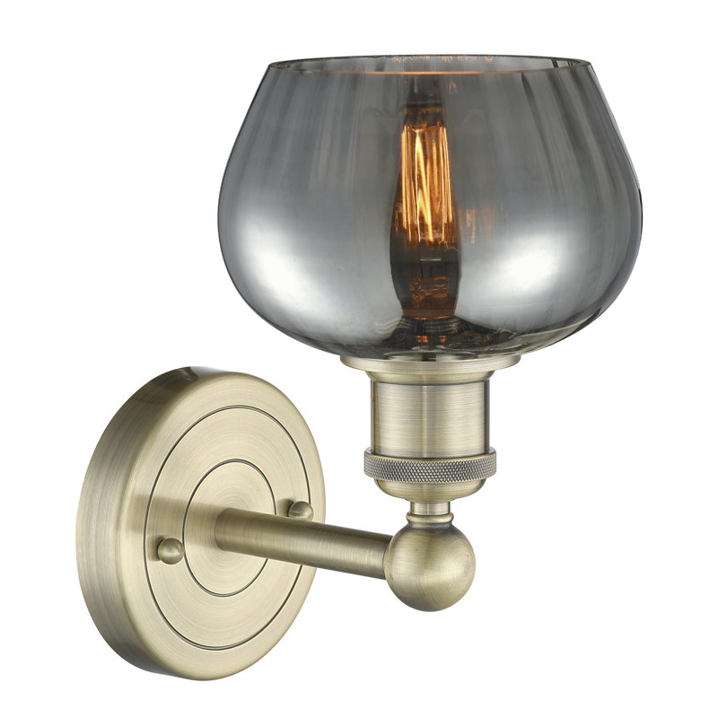Canute Armed Sconce, Plated Smoke, Antique Brass