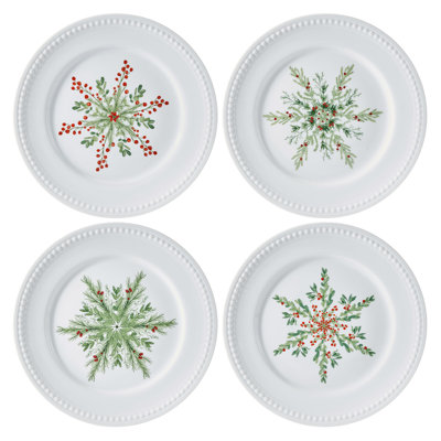 Everyday White Holiday Salad Plate Set of 4