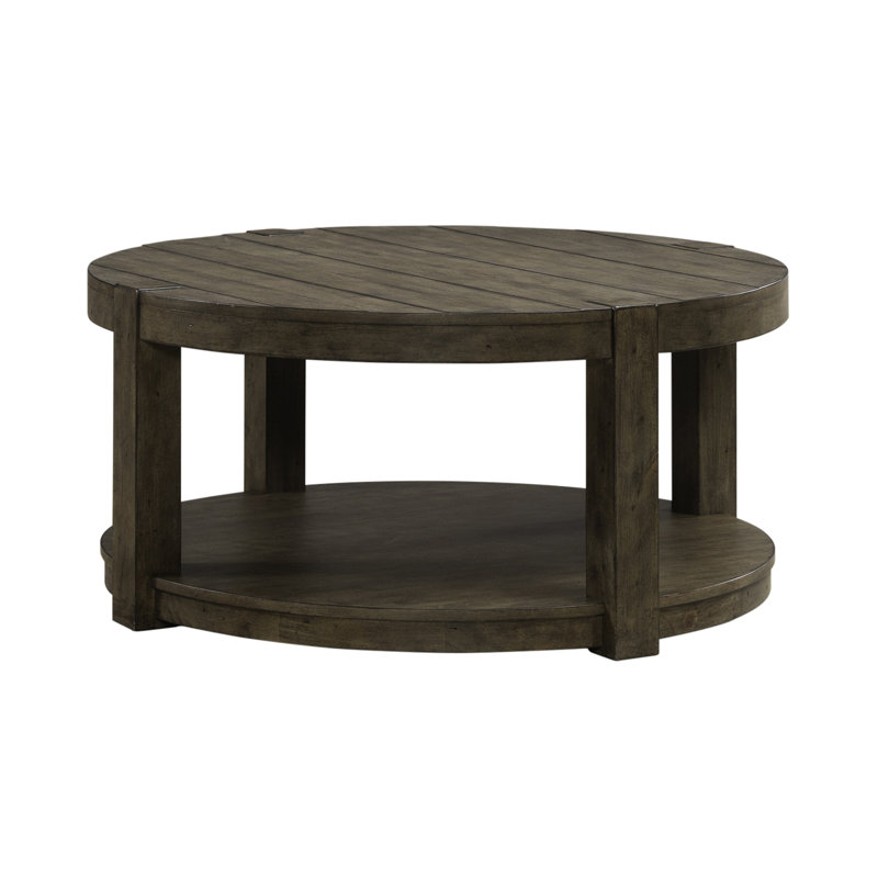 Arnaline Round Cocktail Table w/ Floor Shelf