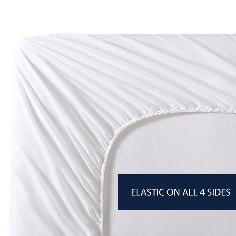 Twin Solid White Cotton Percale Deep Pocket Fitted Sheet