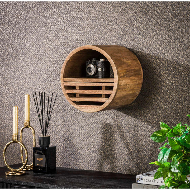 Livorno Round Solid Wood Floating Shelf, 30cm H x 30cm W x 25cm D