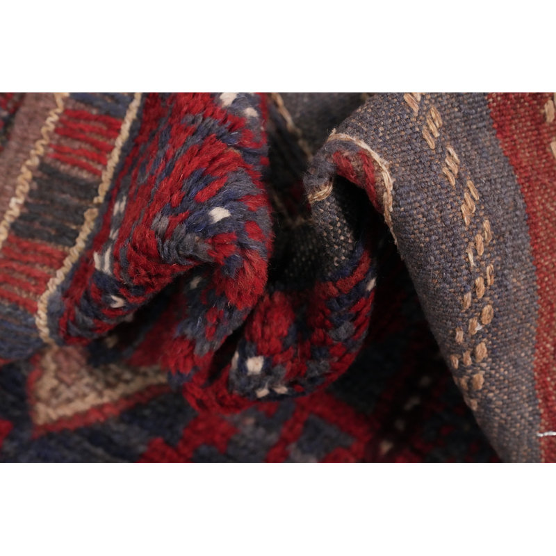 Tapis de couloir afghan traditionnel en laine fait à la main 2 x 7