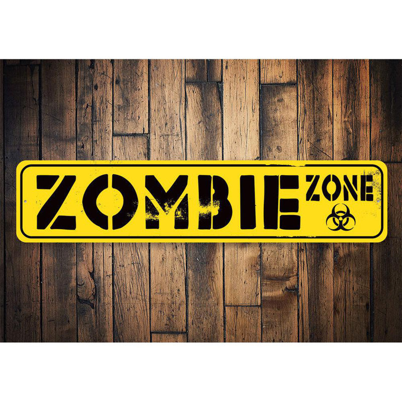 Plaque en métal Zombie Street, H 6 po x l 24 po x P 0,06 po
