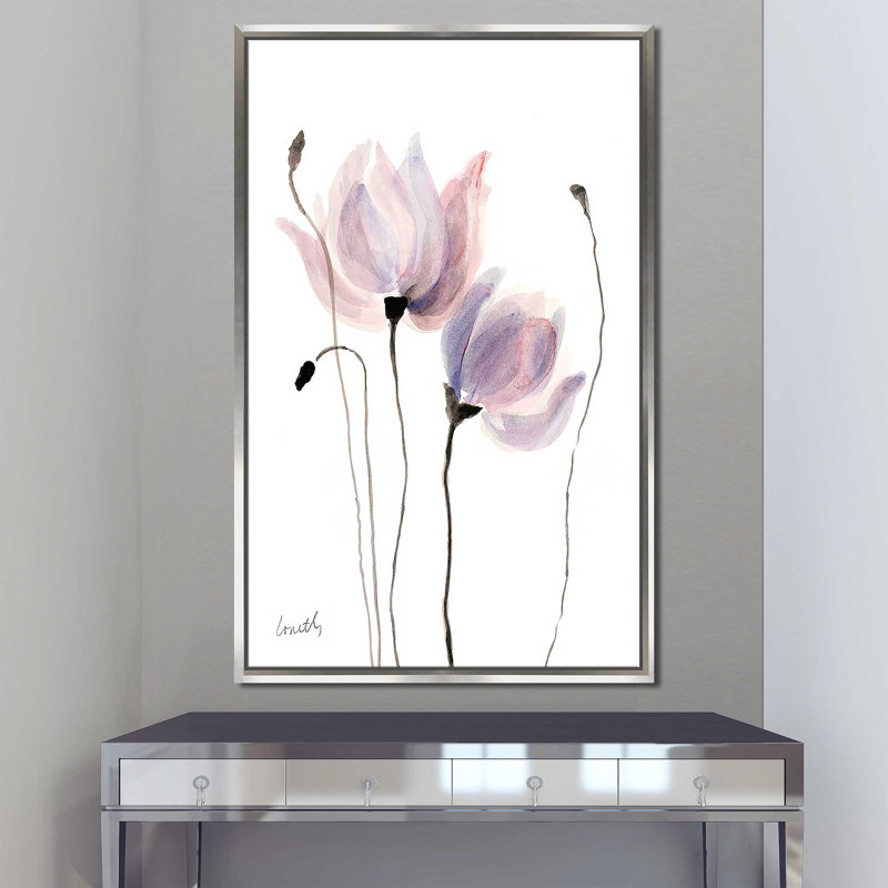 «Floral Sway I» par Lanie Loreth - reproduction d'art, Cadre flottant argent, H 33,5 po x l 21,5 po x P 2 po