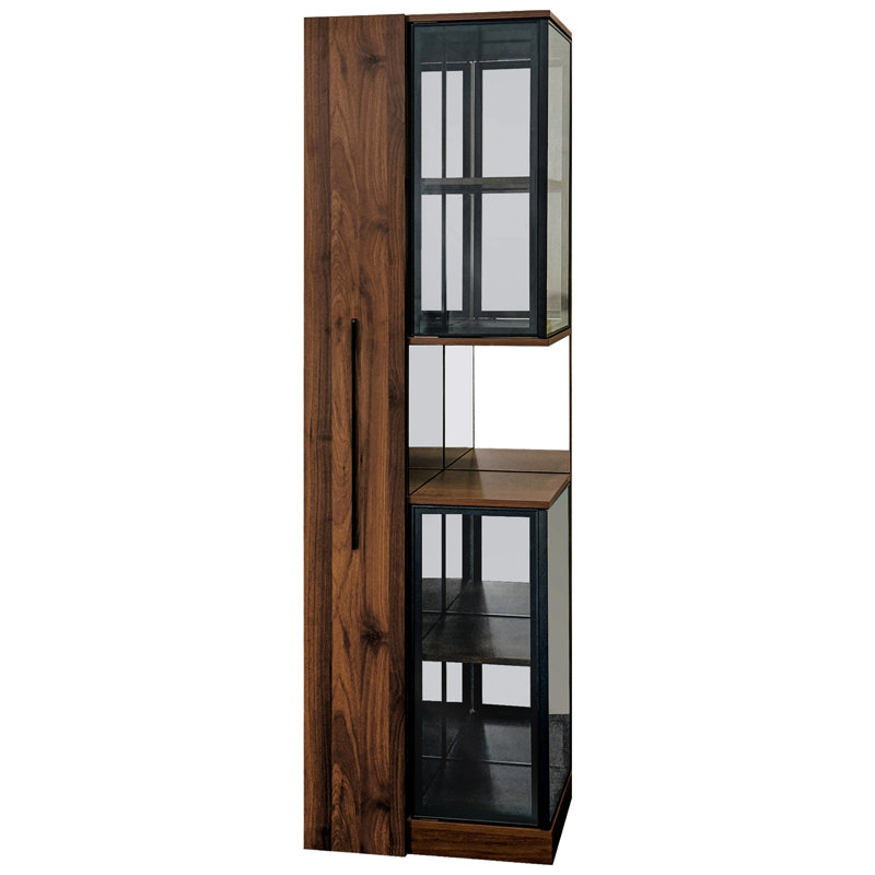 70 70 po Vitrine en bois avec porte en verre, 5 tablettes réglables, trois modes d'éclairage, idéal pour la décoration intérieure