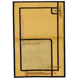 Hand Knotted Wool Area Rug in Ivory And Black