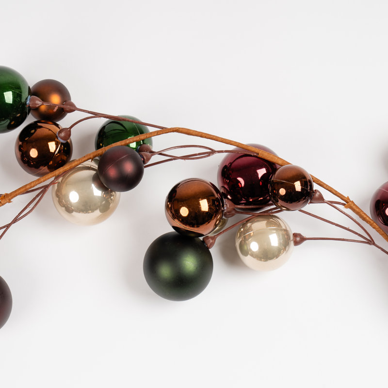 183cm Bauble Garland Green, Green/Bronze
