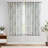 Neacsa Linen Semi Sheer Peony Flower Patterned Rod Pocket Curtain Pair-38675487-27720682