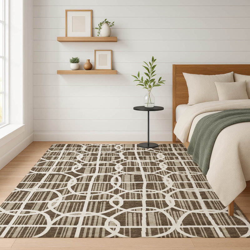 Machine Washable Indoor/Outdoor Chantille ACN2769 Geometric Rug, 8' x 10', Chocolate
