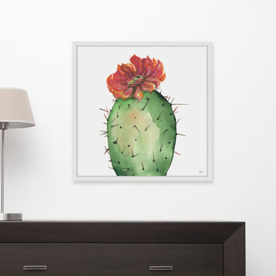 « cactus rouge », reproduction de peinture à l’aquarelle encadrée