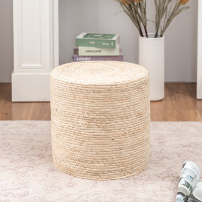 15.9" Handwoven Seagrass Round Ottoman