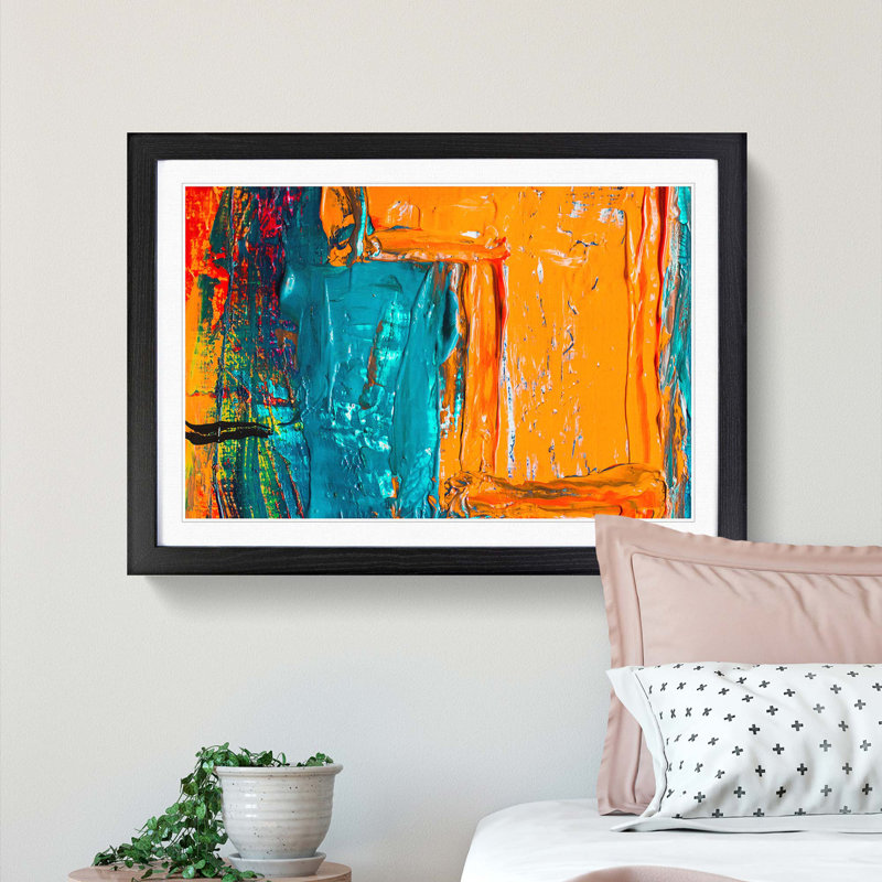 Abstract Art Painting Vol.53 by S.Johnson - Framed Print, 27cm H x 36cm W x 2cm D, Black Framed