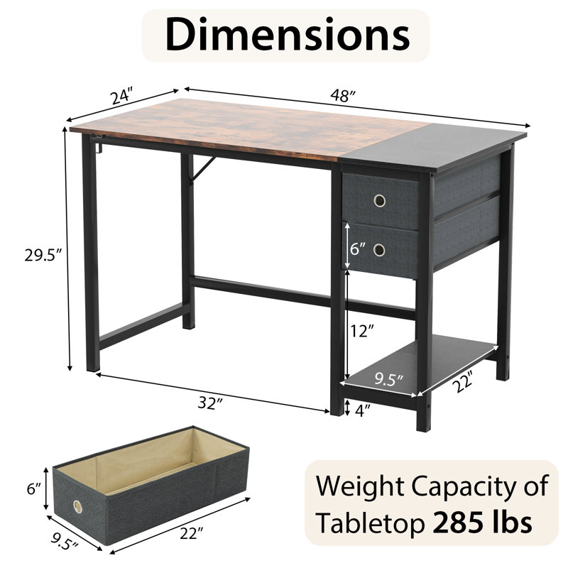 Bureau d'ordinateur GU 48 po
