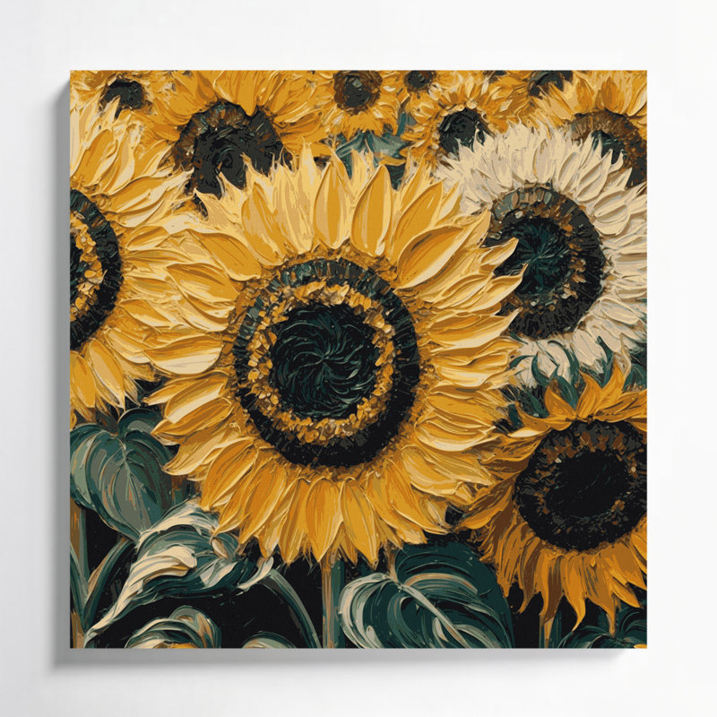 Art mural sur toile Botanical Sunflowers, H 12 po x l 12 po