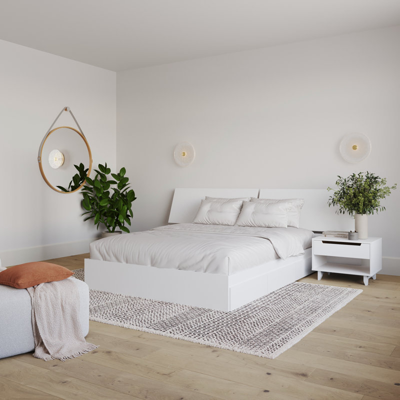 Ensemble de chambre avec grand lit réversible 3 pièces Marvelle, Blanc