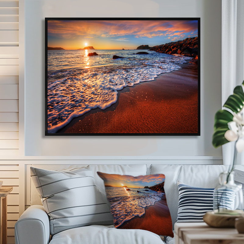 « Stunning Ocean Beach at Sunset », reproduction de photo sur toile, reproduction d'art mural avec plage, Cadre flottant