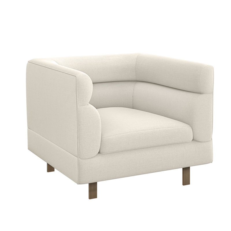 Ornette Upholstered Barrel Chair, Pearl 100% Polyester