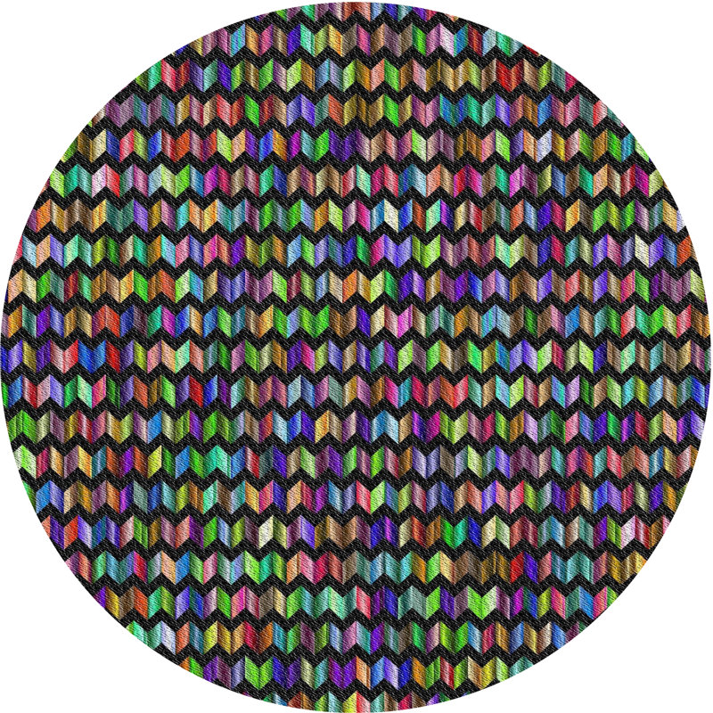 Tapis à chevrons noir Queens Boulevard, Rond 8 pi