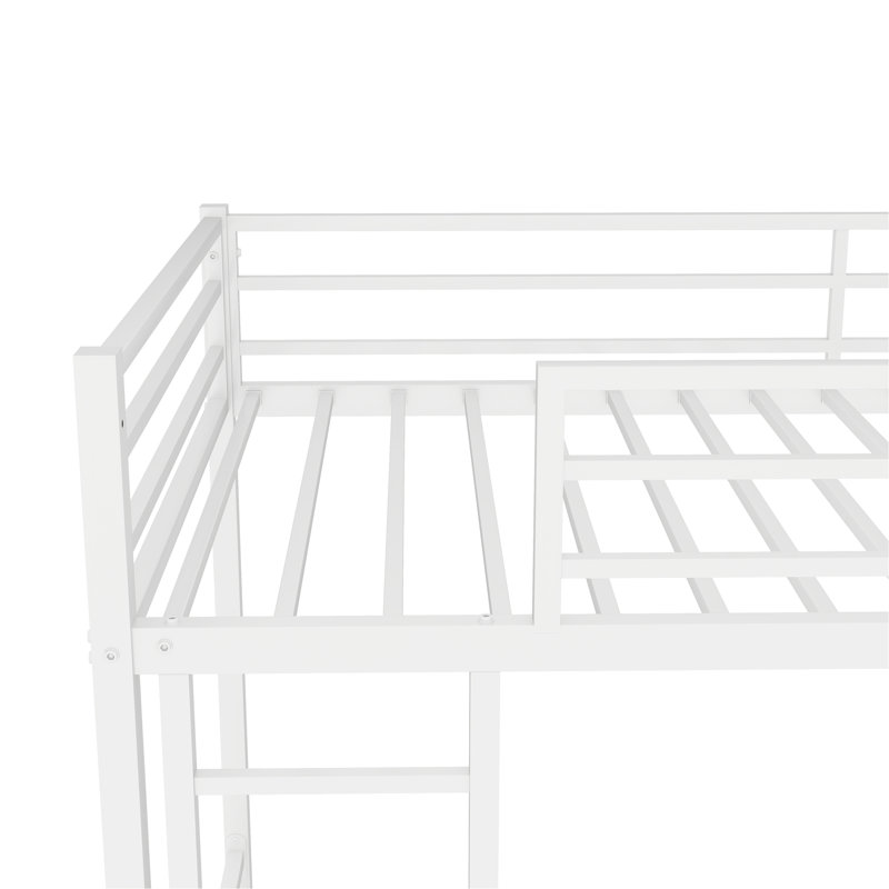 Metal Twin Over Twin Bunk Bed/ Heavy-Duty Sturdy Metal/ Noise Reduced/ Safety Guardrail/No Box Spring Needed,White, White