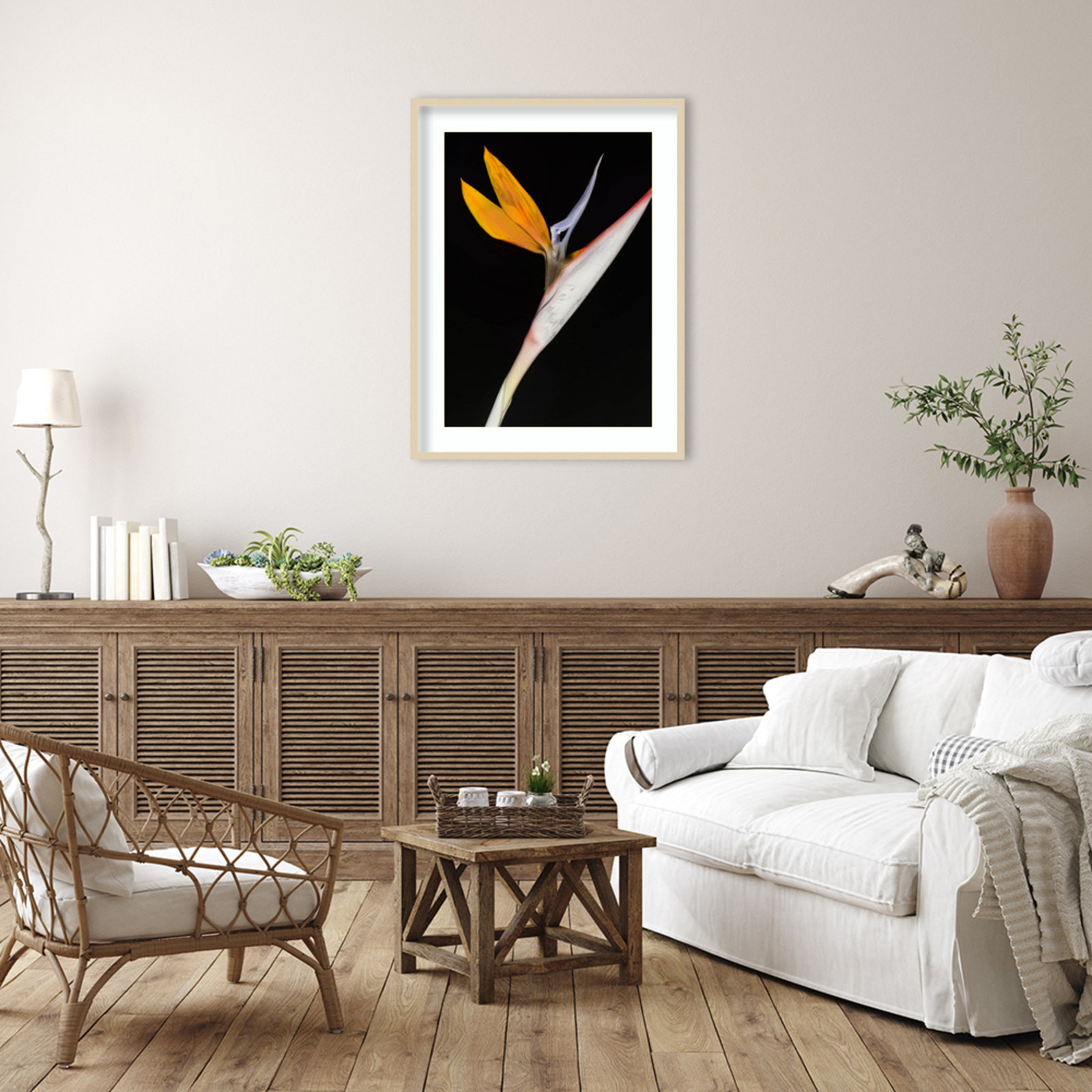 Olcott "Bird of Paradise" Print, 41" H x 31" W, Brown