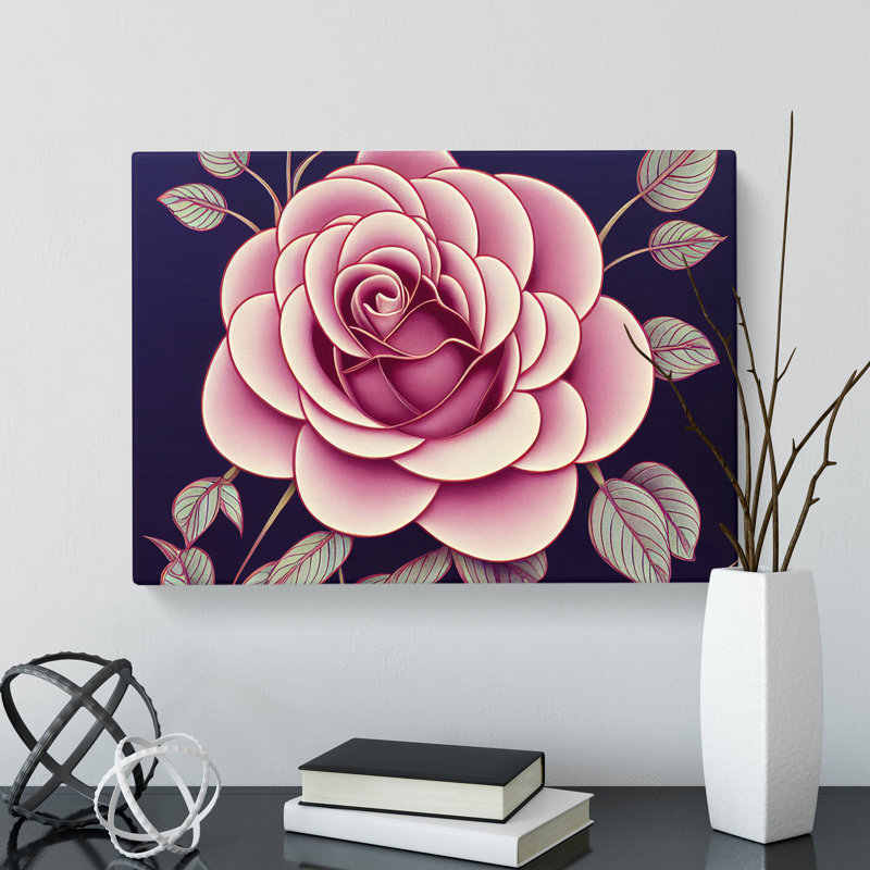 Rose Flower Art Deco Vol.2 - Wrapped Canvas Print, 40cm H x 60cm W x 3cm D