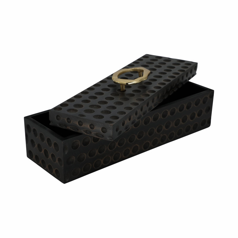 Boîte décorative sculpturale pour la décoration intérieure - Boîte de rangement décorative avec couvercle et poignée décorative dorée - Organisateur de bijoux ou boîte à souvenirs pour meuble-lavabo, tablette ou présentoir - 7 po