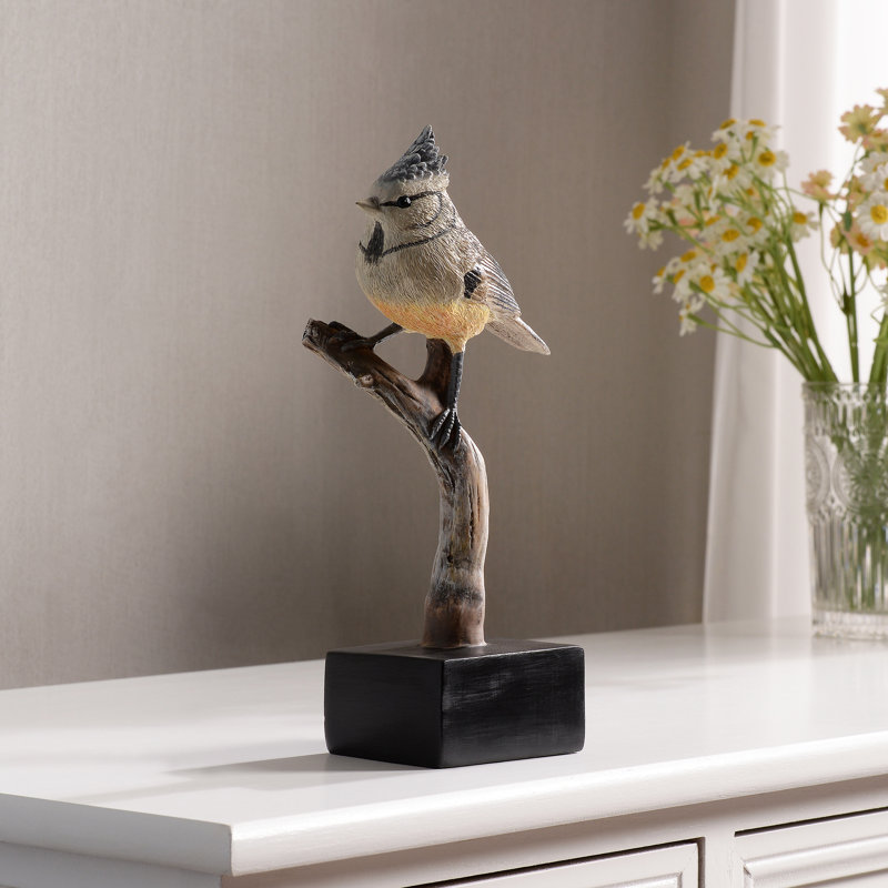 Bird On Branch Home Tabletop Decor Lifelike Resin Bird