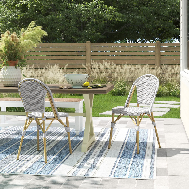 Cato Stacking Patio Dining Side Chair, Gray
