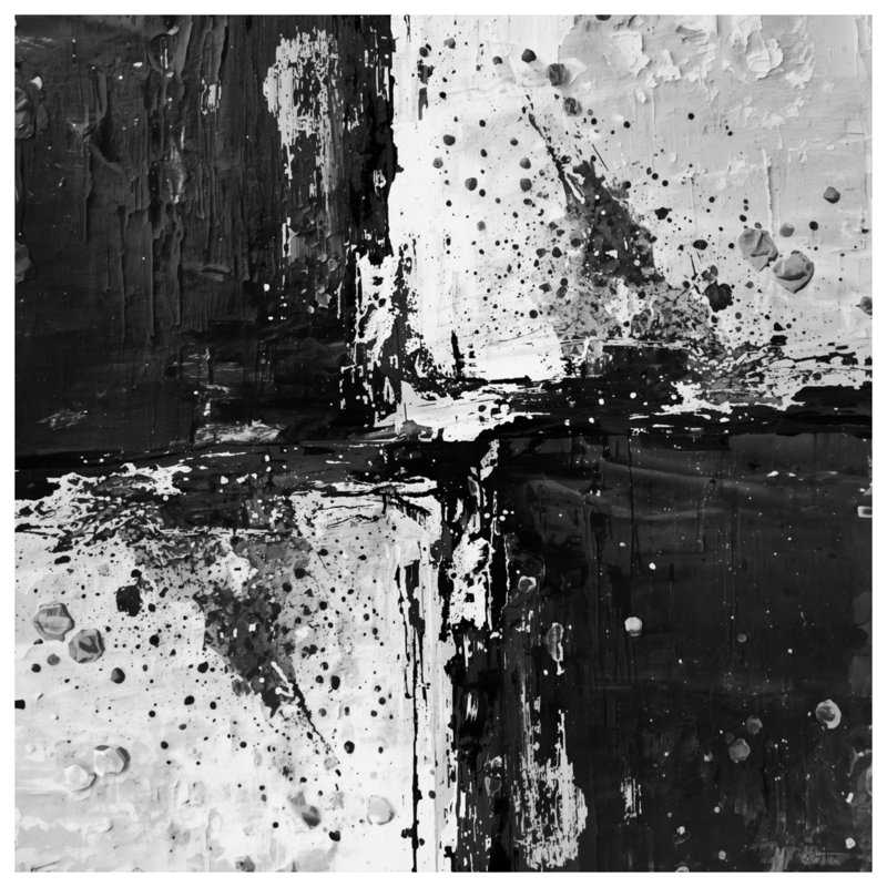 Tapis de bain noir et blanc abstrait, L 34 po x L 21 po