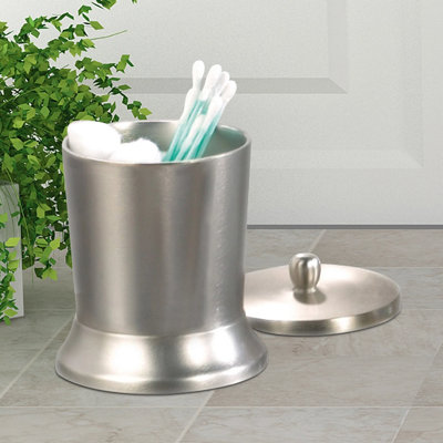 Meuble-lavabo Oneita en acier inoxydable | Rangement élégant pour les cotons-tiges, les éponges et les sels de bain | Pot décoratif pour salle de bain, chambre à coucher | Étain brossé