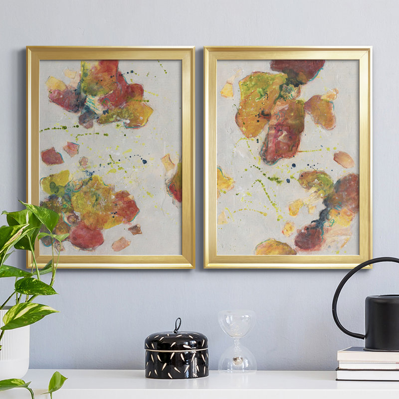 Séduisante «Love I», ensemble de 2 peintures sur toile encadrées, H 36,5 po x l 53 po x P 1 po, Or