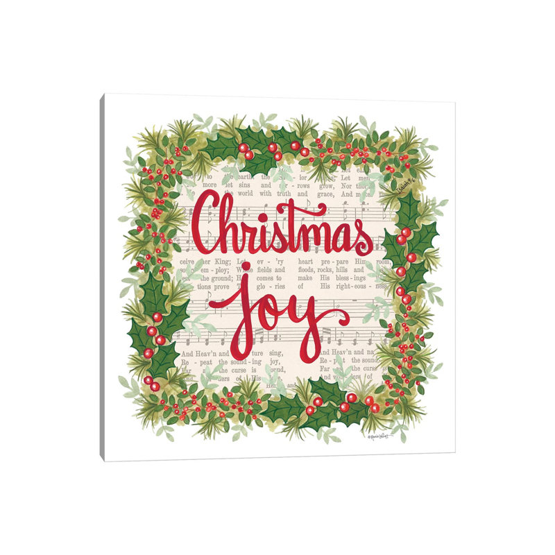 Christmas Joy Holiday Wreath 1 Piece Wrapped Canvas Wall Art, 66.04 cm H x 66.04 cm W x 1.91 cm D