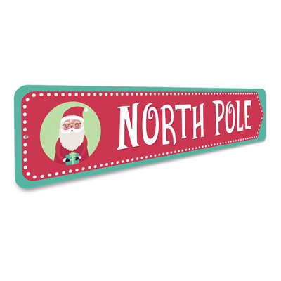 North Pole Santa Arrow Custom Aluminum Sign