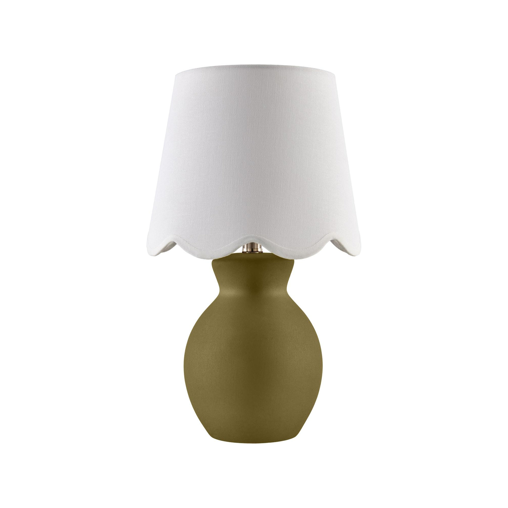 Momsen Scallop Shade Matte Lamp, White, Green, 15"H x 8"W x 8"D