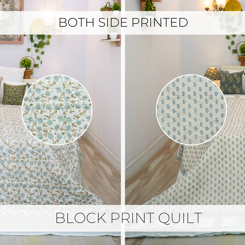 Literie bohème de luxe à motif floral en tissu imprimé Fab Fabine pour chambre et canapé, Grand lit, Vert/brun/blanc