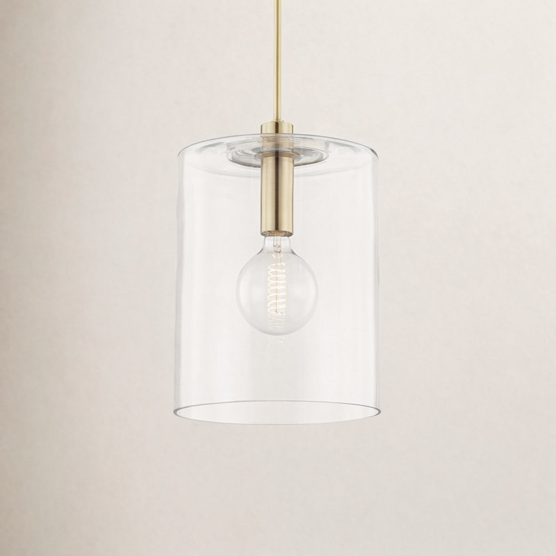 Luminaire suspendu cylindrique simple à 1 lumière Adreille, Laiton vieilli