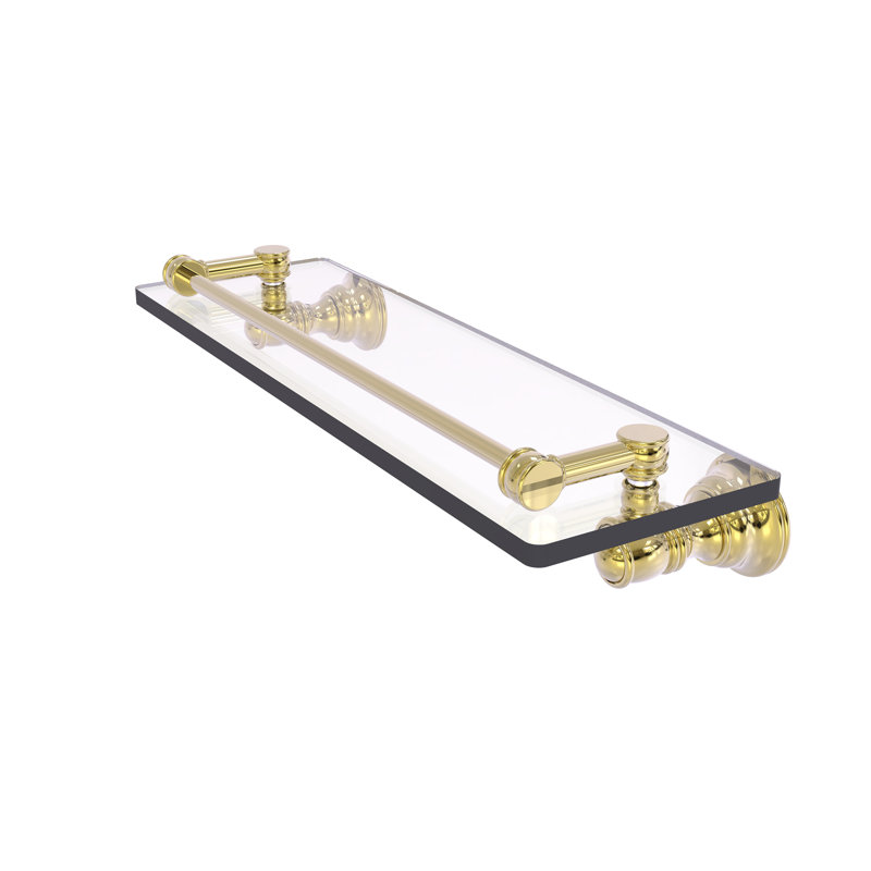 Tablette en verre Freyja, H 3,3 po x l 16 po x P 5,54 po, Laiton non laqué