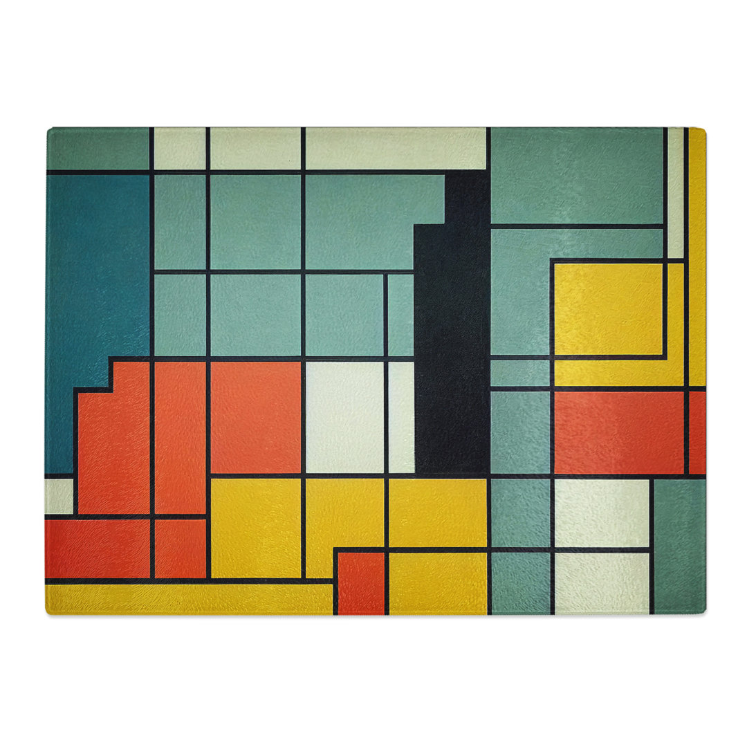 Modern Cubism Art Abstract  Glass Chopping Board