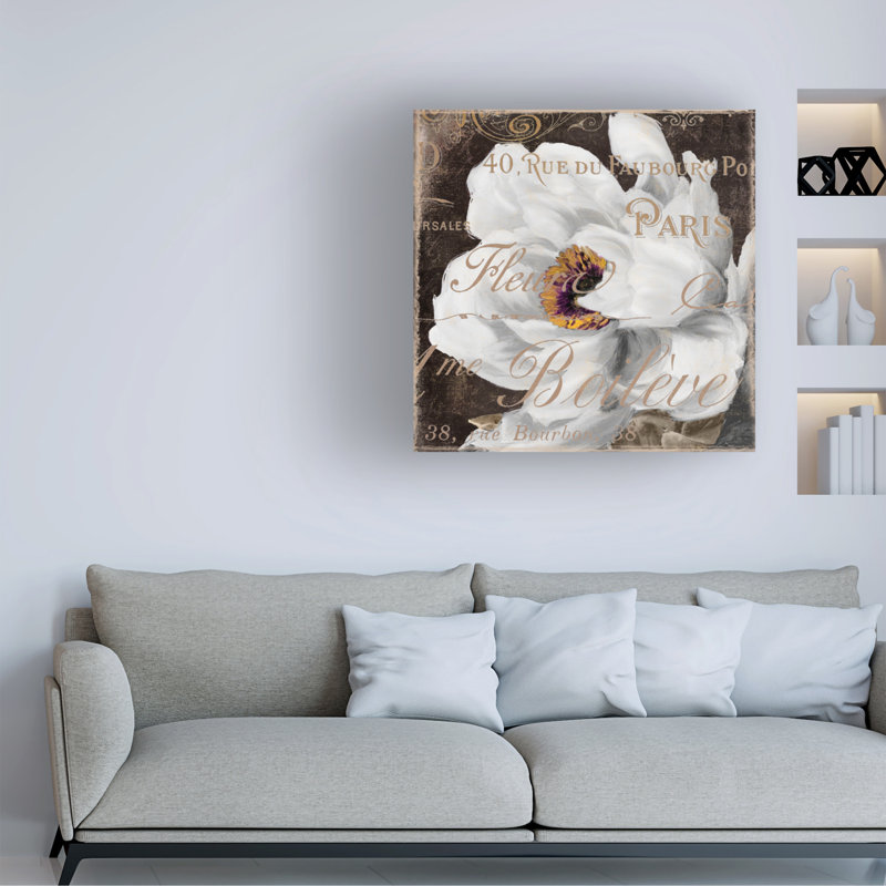 Art sur toile «Bachelor Sasha Fleurs Blanc III »_ALI73298, H 14 po x l 14 po