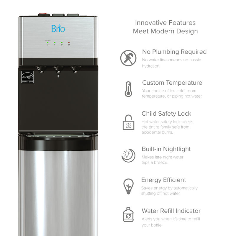 Stainless Steel Bottom Loading Tri-Temperature Water Dispenser